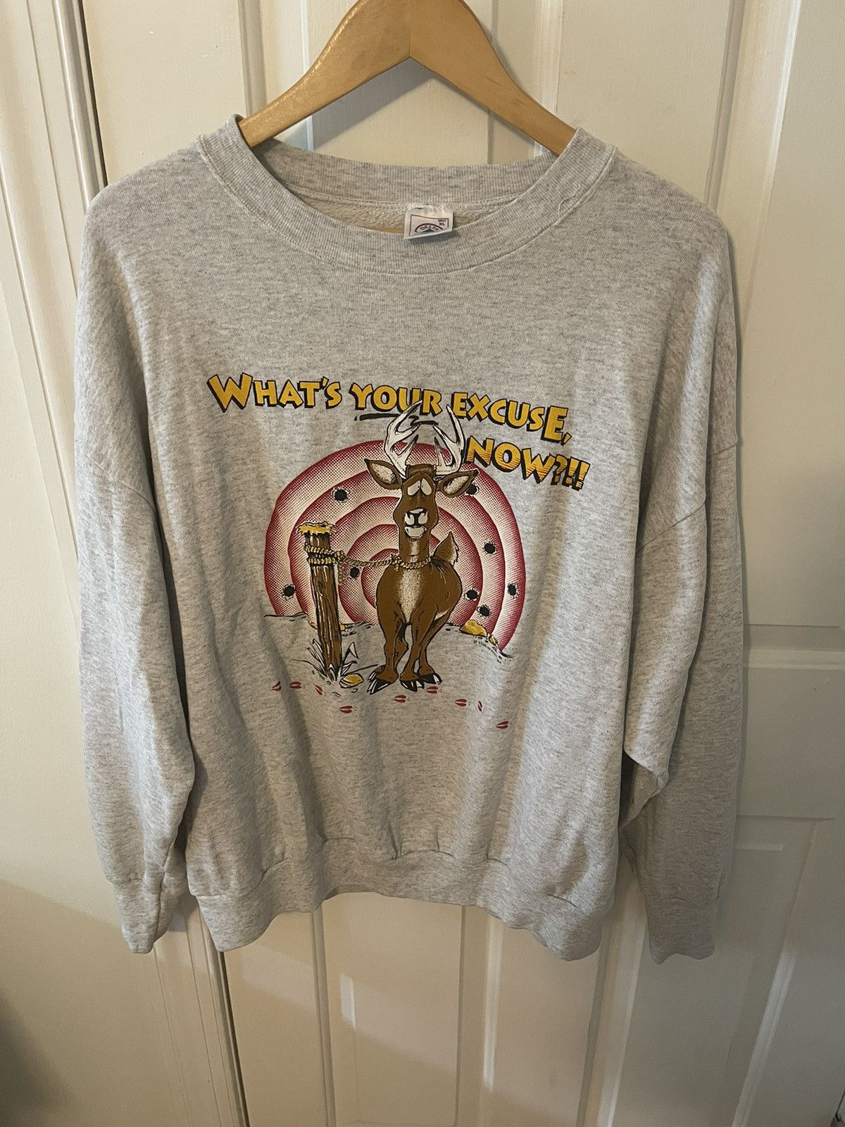 Vintage Grey “What’s Your Excuse, Now?!!” Hunting Crewneck Size US XL / EU 56 / 4 - 1 Thumbnail