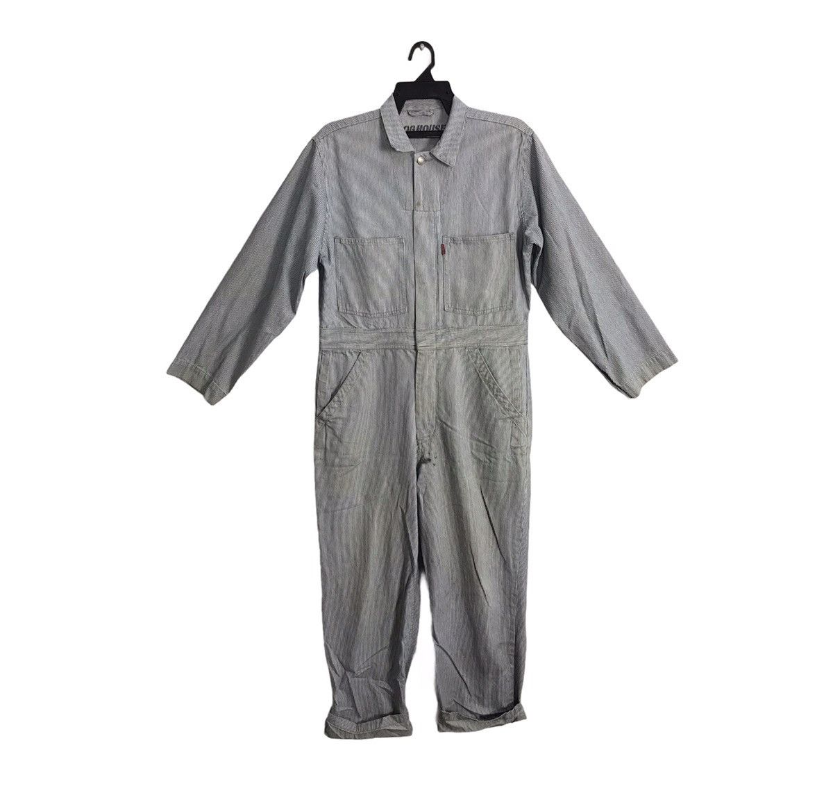 Japanese Brand × Vintage Vintage Dog House Striped Denim Pant Workwear Carpenter Size US 37 - 1 Thumbnail