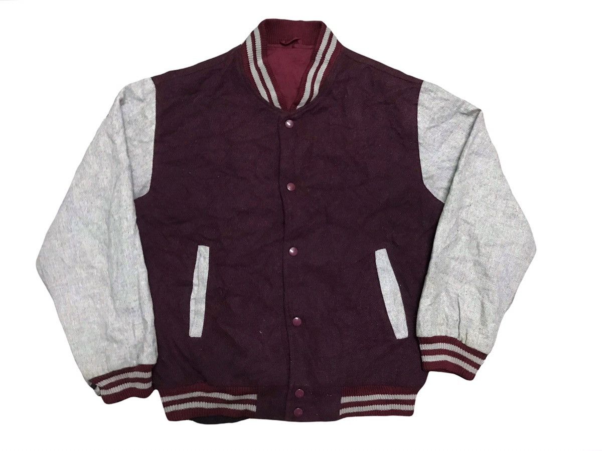 Vintage Vintage 80s Varsity plain wool jacket Size US M / EU 48-50 / 2 - 2 Thumbnail