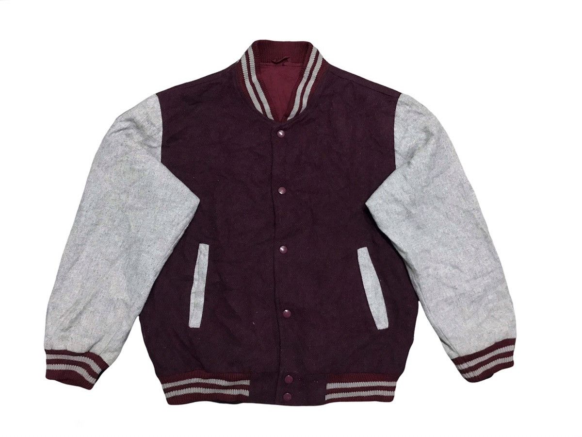 Vintage Vintage 80s Varsity plain wool jacket Size US M / EU 48-50 / 2 - 1 Thumbnail