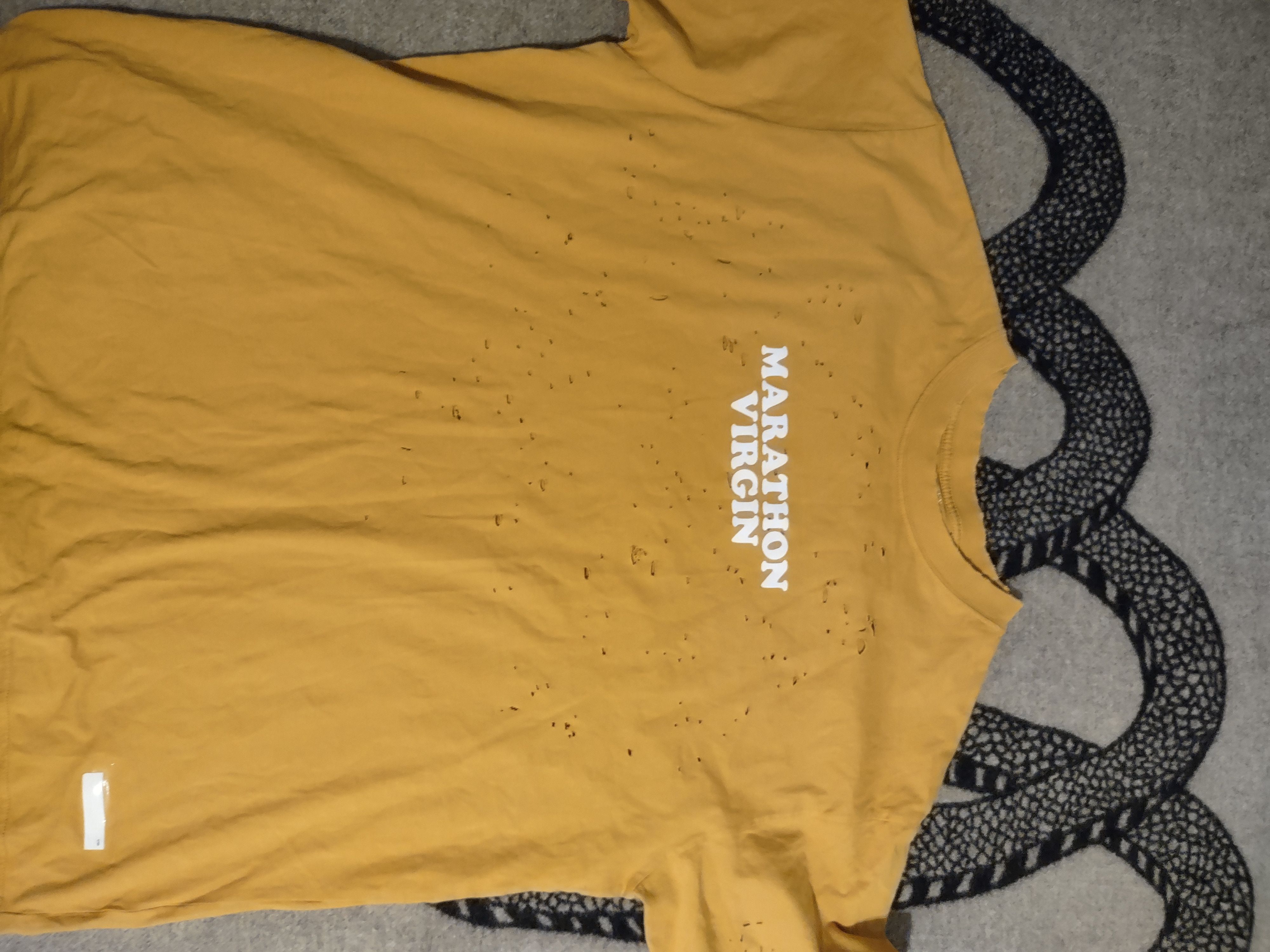 image of Satisfy Running Moth Eaten Tech T-Shirt in Yellow, Men's (Size XL)