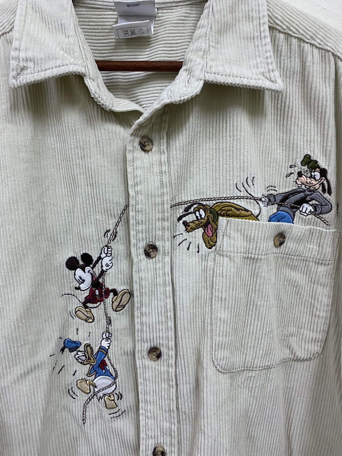 Disney × Vintage Vintage 90s The Disney Store Men Corduroy Embroidered Shirt Size US L / EU 52-54 / 3 - 3 Thumbnail