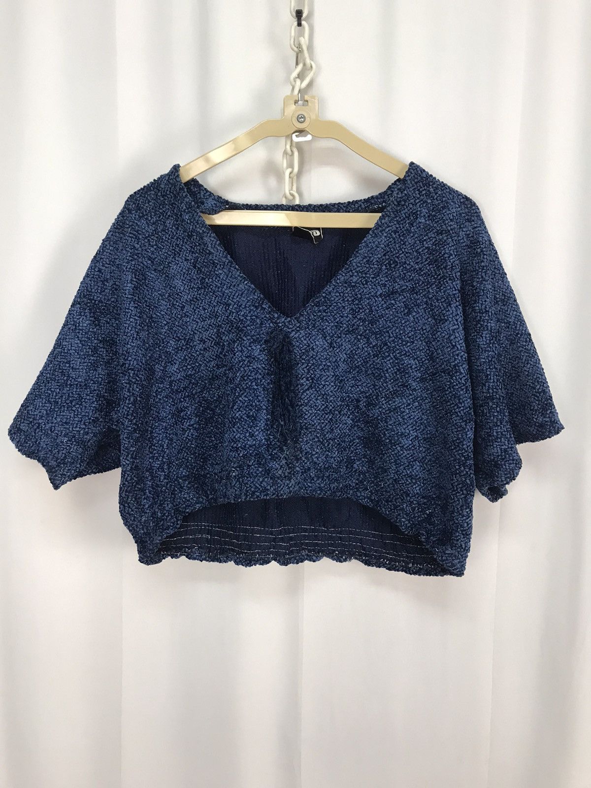 Japanese Brand × Vintage Vintage vneck croptop shirt by oopan ichiju Size L / US 10 / IT 46 - 1 Thumbnail