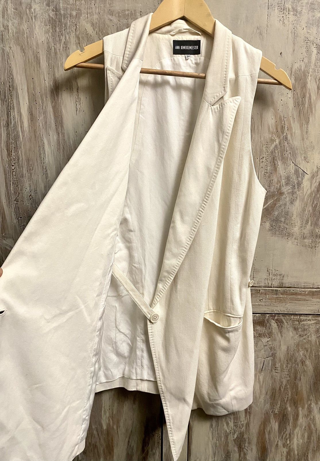 Ann Demeulemeester Ann Demeulemeester asymmetrical long cream cotton blazer Size XS / US 0-2 / IT 36-38 - 7 Thumbnail