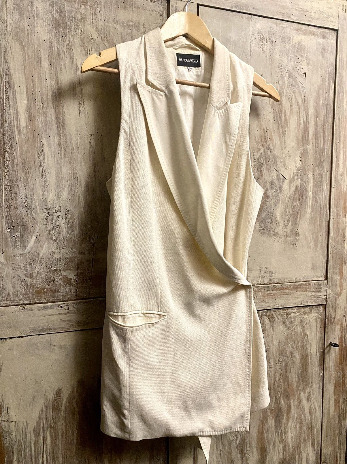 Ann Demeulemeester Ann Demeulemeester asymmetrical long cream cotton blazer Size XS / US 0-2 / IT 36-38 - 6 Thumbnail