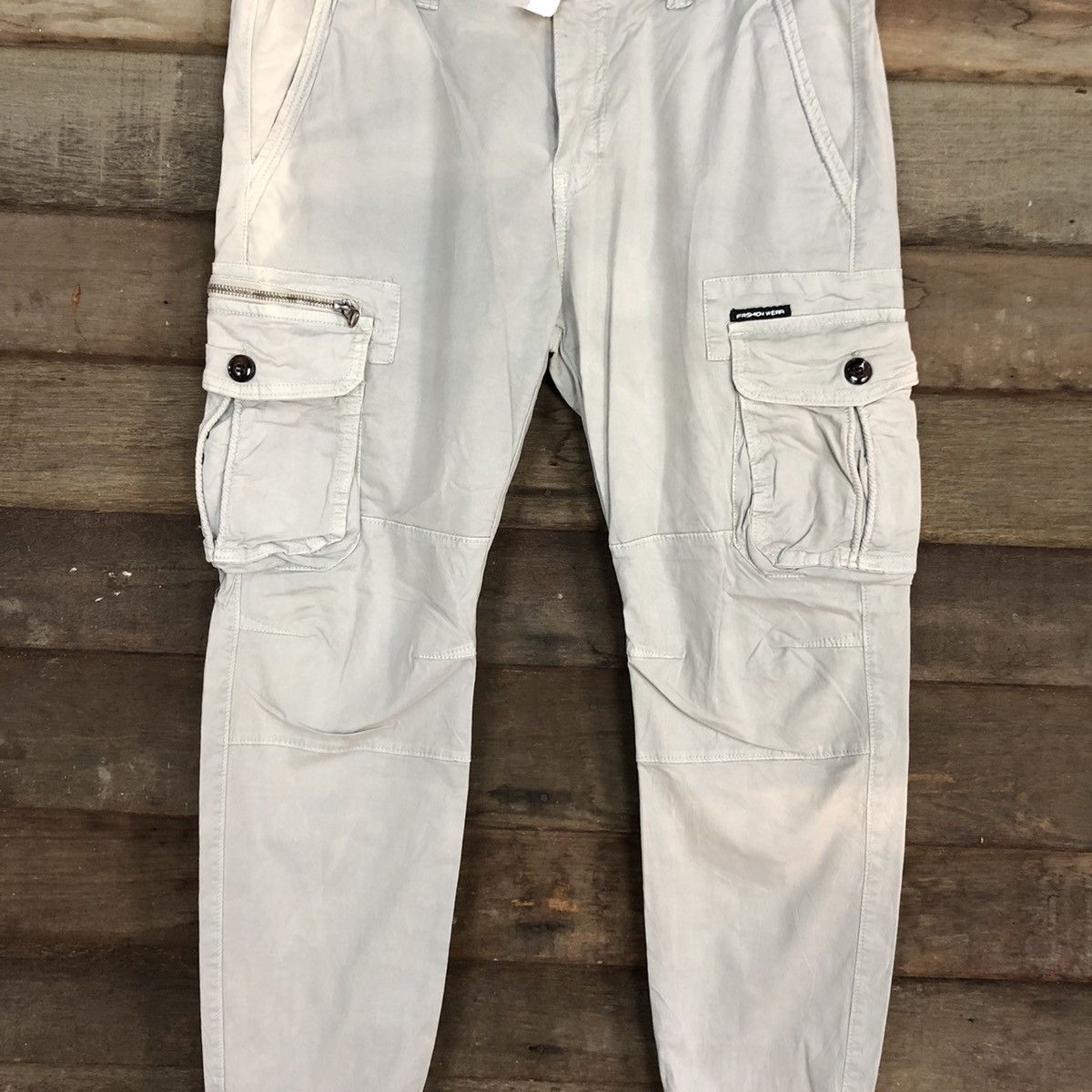 Japanese Brand DL Fashion White faded Multipocket Jogger Pants #4393 Size 30" / US 8 / IT 44 - 4 Thumbnail