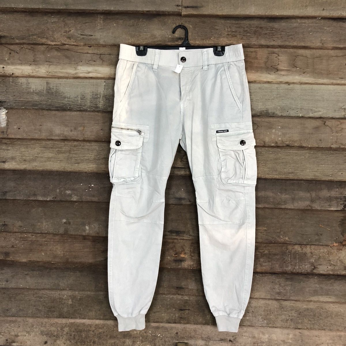 Japanese Brand DL Fashion White faded Multipocket Jogger Pants #4393 Size 30" / US 8 / IT 44 - 1 Thumbnail
