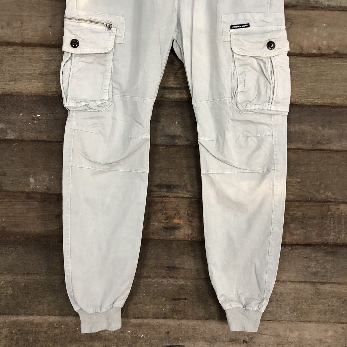 Japanese Brand DL Fashion White faded Multipocket Jogger Pants #4393 Size 30" / US 8 / IT 44 - 3 Thumbnail