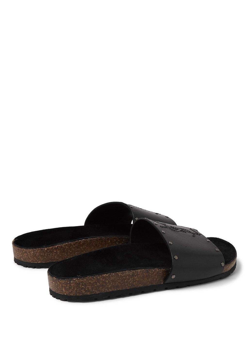 Saint Laurent Paris Saint Laurent Jimmy Logo Stud Slides Sandal - Black Leather Size US 11 / EU 44 - 2 Thumbnail