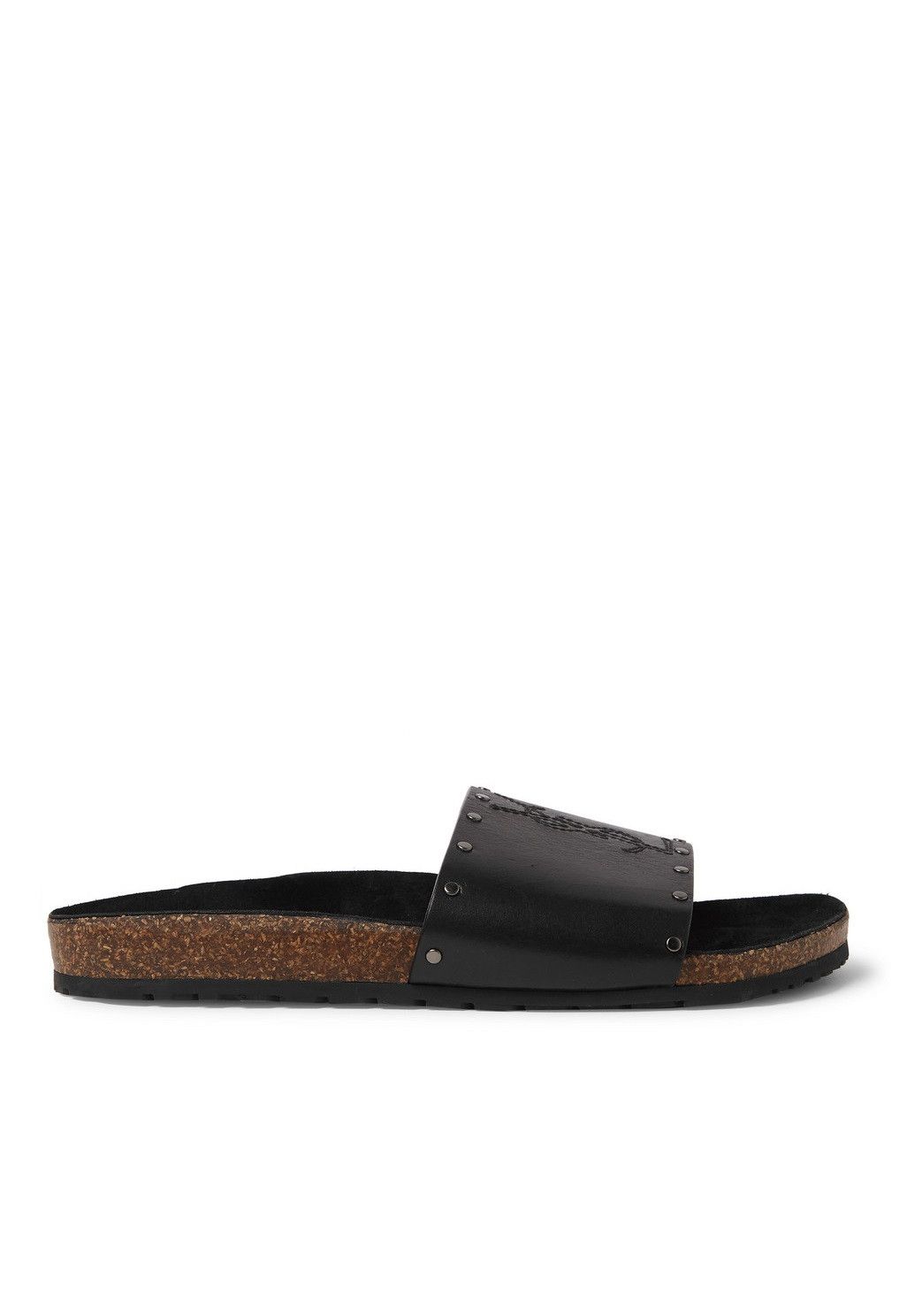 Saint Laurent Paris Saint Laurent Jimmy Logo Stud Slides Sandal - Black Leather Size US 11 / EU 44 - 4 Thumbnail