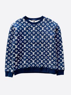 Louis Vuitton Navy Blue Damier Knit Crewneck Sweater M Louis Vuitton