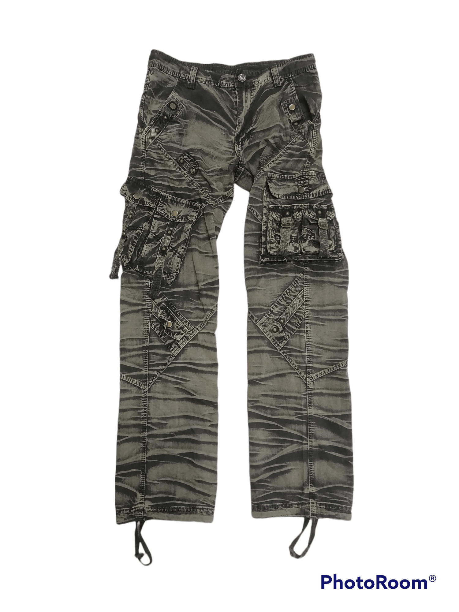14th Addiction × If Six Was Nine × Japanese Brand Junye Jeans Smoke Claw Mark Multipocket Cargo Pants Size US 31 - 2 Thumbnail