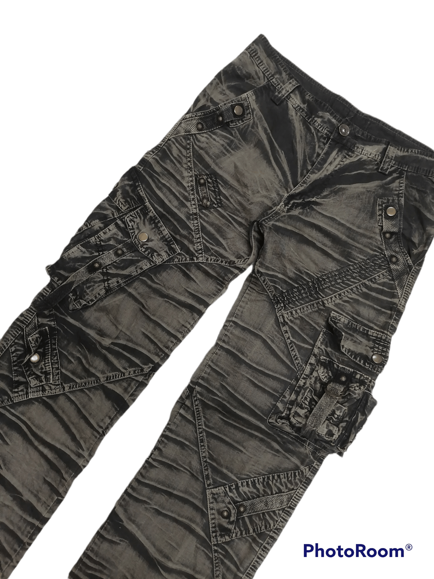 14th Addiction × If Six Was Nine × Japanese Brand Junye Jeans Smoke Claw Mark Multipocket Cargo Pants Size US 31 - 4 Thumbnail