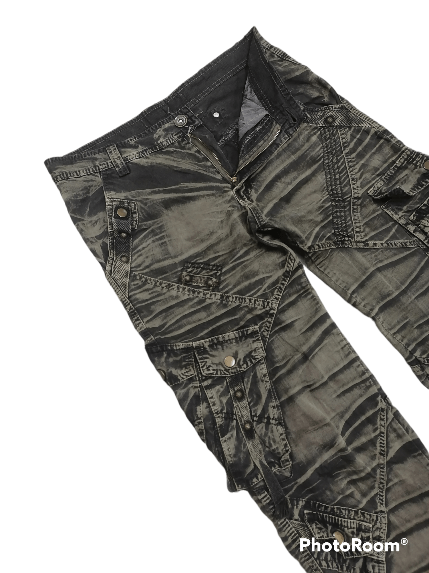 14th Addiction × If Six Was Nine × Japanese Brand Junye Jeans Smoke Claw Mark Multipocket Cargo Pants Size US 31 - 5 Thumbnail