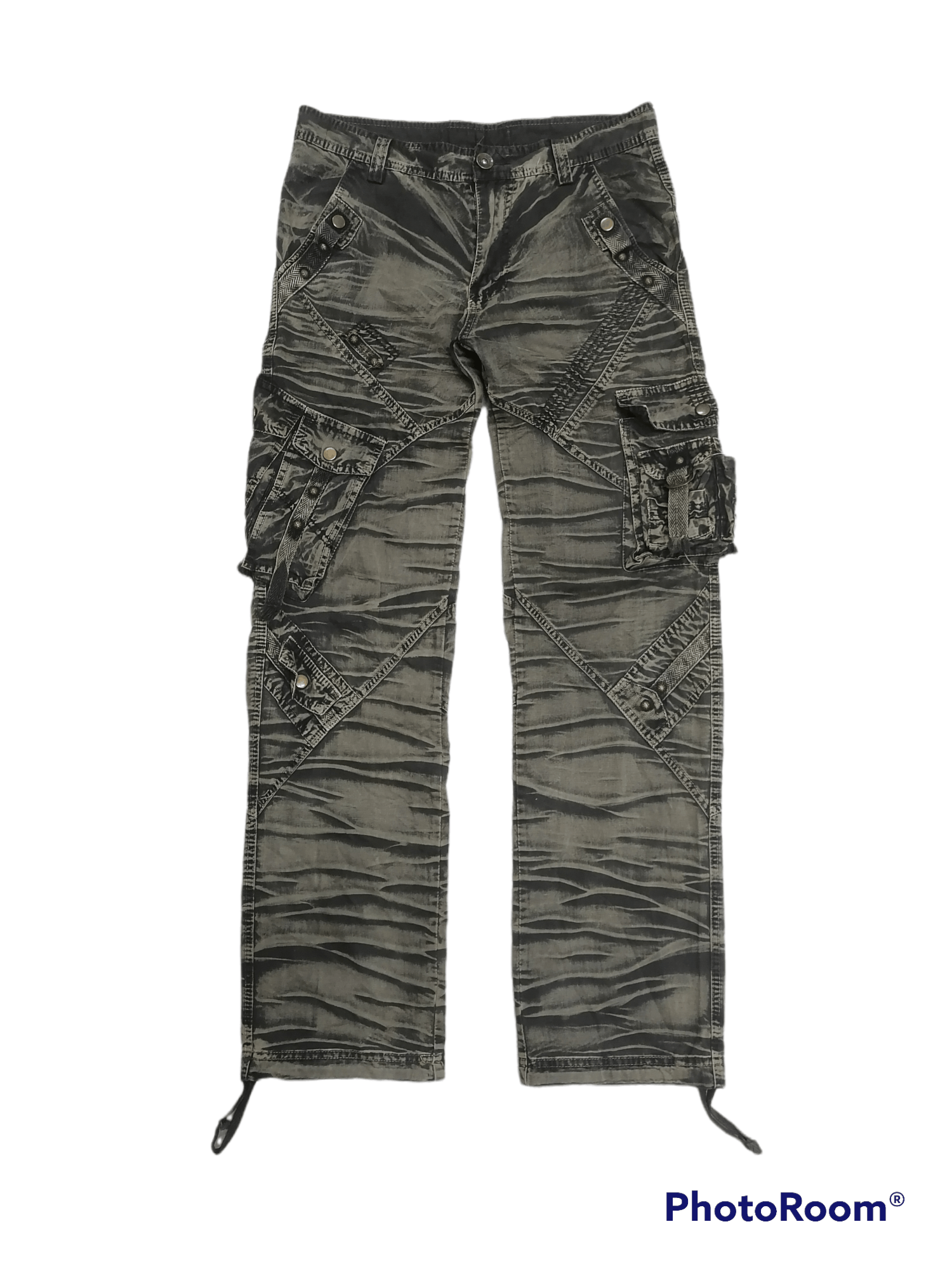 14th Addiction × If Six Was Nine × Japanese Brand Junye Jeans Smoke Claw Mark Multipocket Cargo Pants Size US 31 - 1 Thumbnail