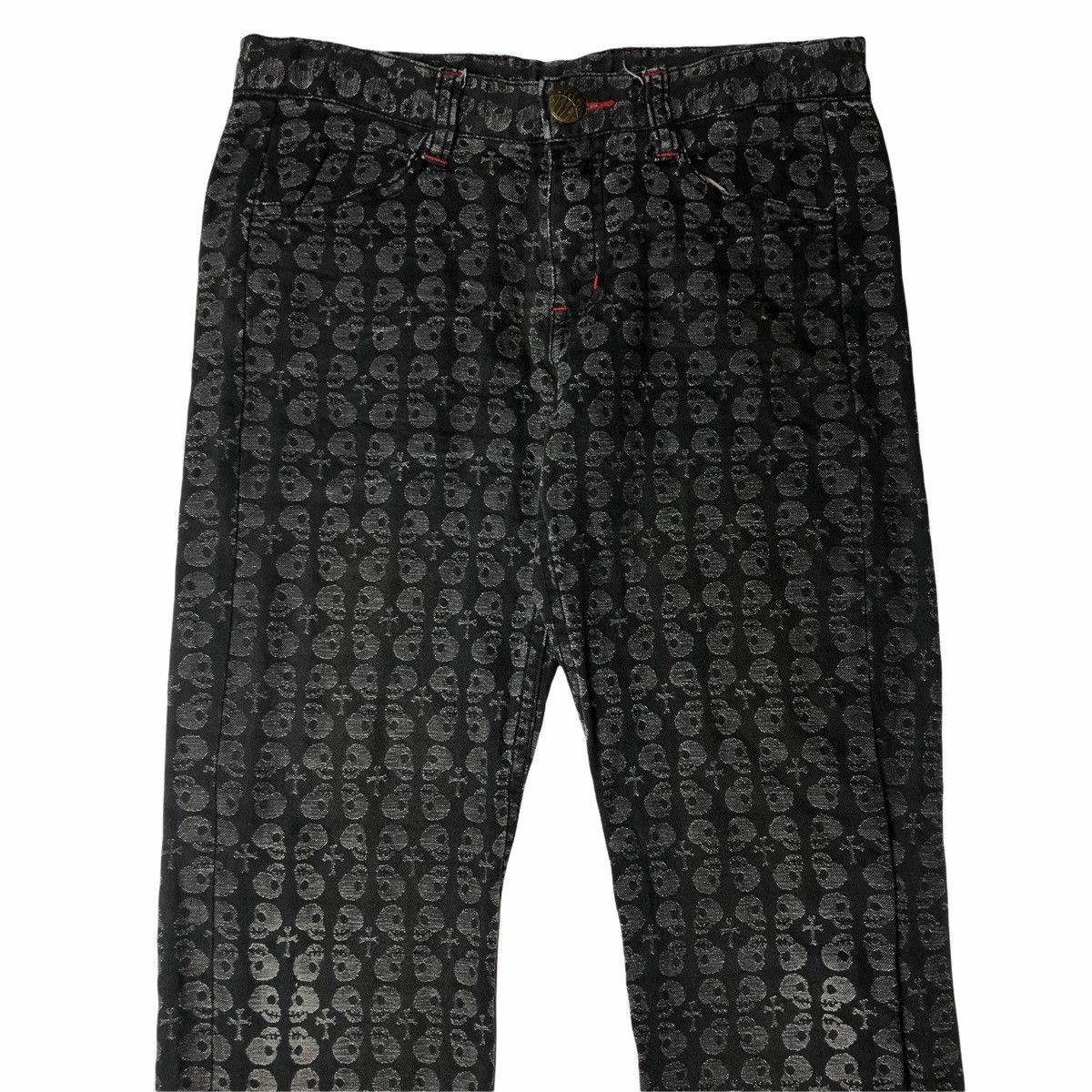 Japanese Brand 90s Back Riley Cross & Skeleton Denim Pants Size US 28 / EU 44 - 3 Thumbnail