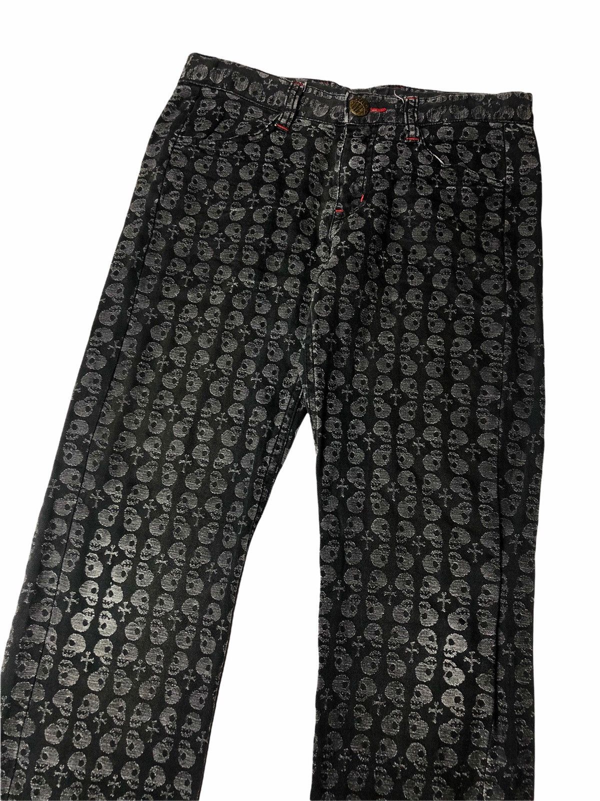 Japanese Brand 90s Back Riley Cross & Skeleton Denim Pants Size US 28 / EU 44 - 5 Thumbnail