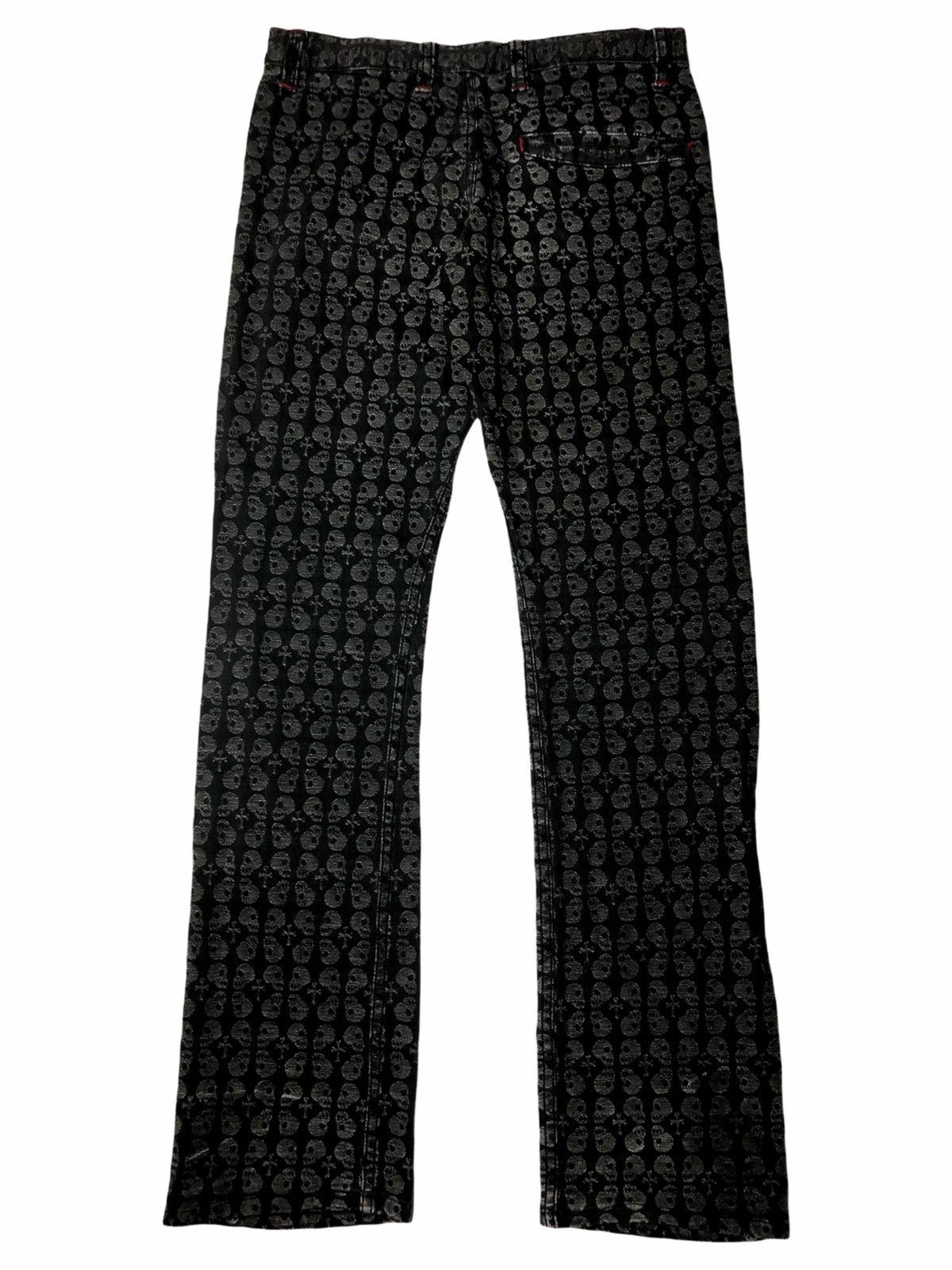 Japanese Brand 90s Back Riley Cross & Skeleton Denim Pants Size US 28 / EU 44 - 2 Thumbnail