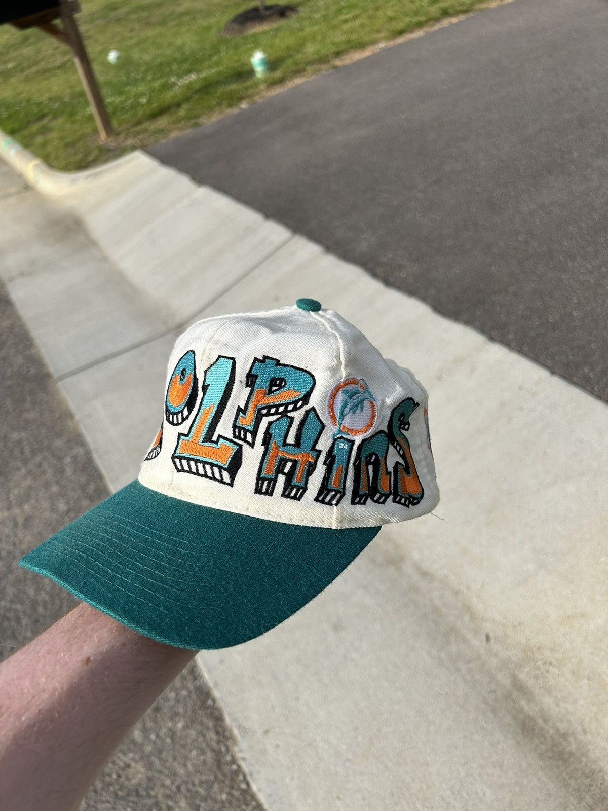NFL × Sports Specialties Vintage Miami Dolphins Graffiti Hat NFL × Sports Specialties Vintage Miami Dolphins Graffiti Hat