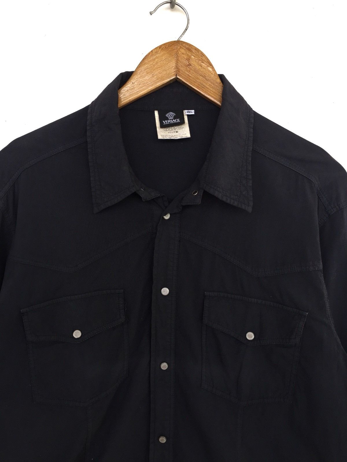 Versace 90s Versace Medusa Minimal Stretch B/D Shirt Size US L / EU 52-54 / 3 - 1 Thumbnail