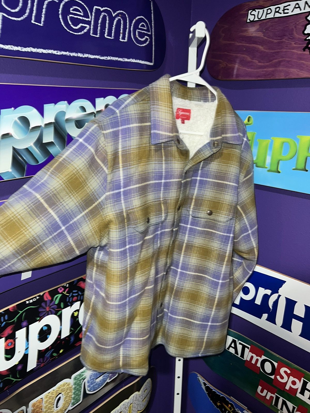 Supreme Supreme Shearling Lined Flannel Shirt | Grailed