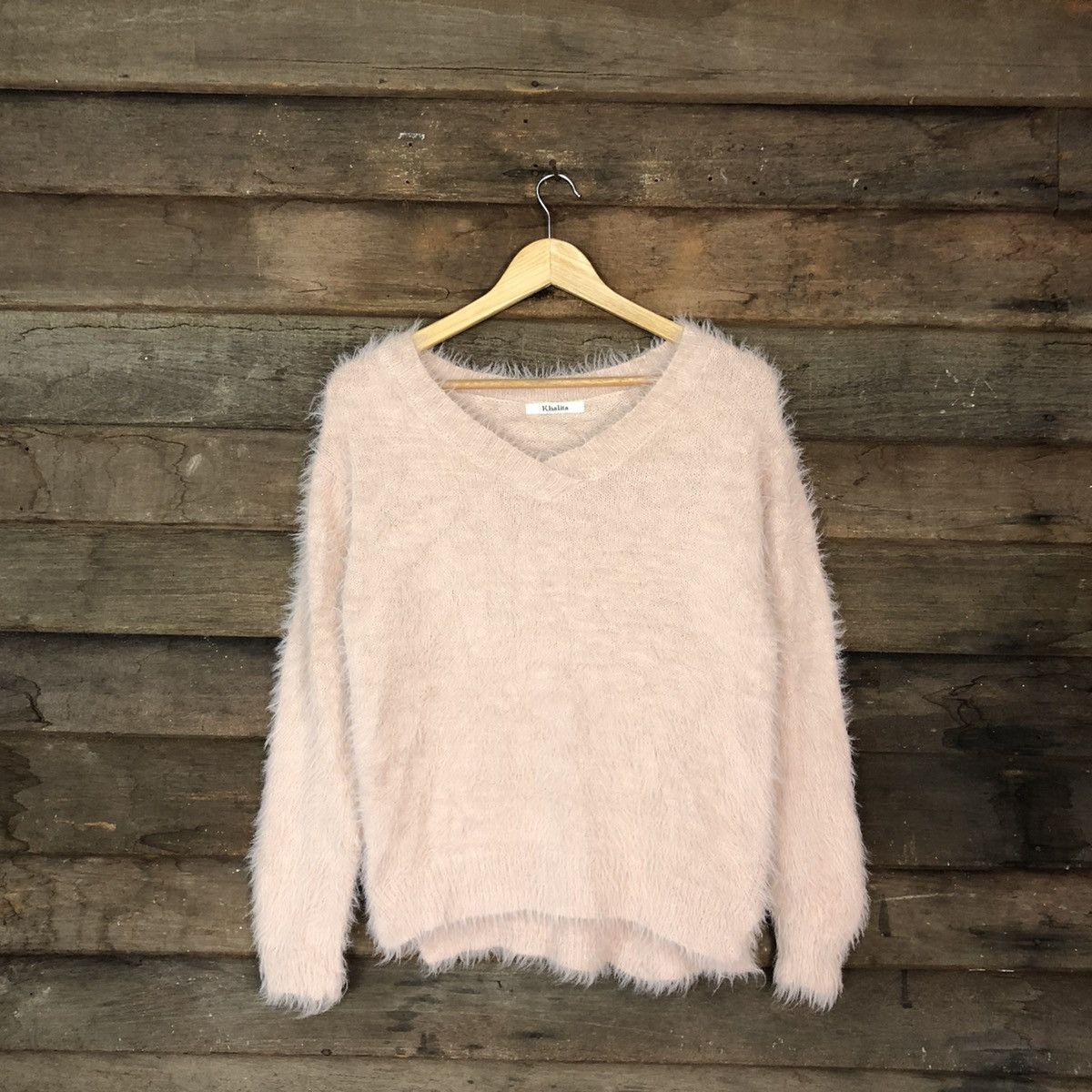 image of Homespun Knitwear Khalita Light Pink Mohair Furbshag Shaggy Knitwear C1063, Men's (Size Medium)