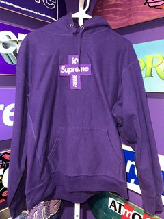 Supreme Cross Box Logo Hooded Sweatshirt Purple | Grailed