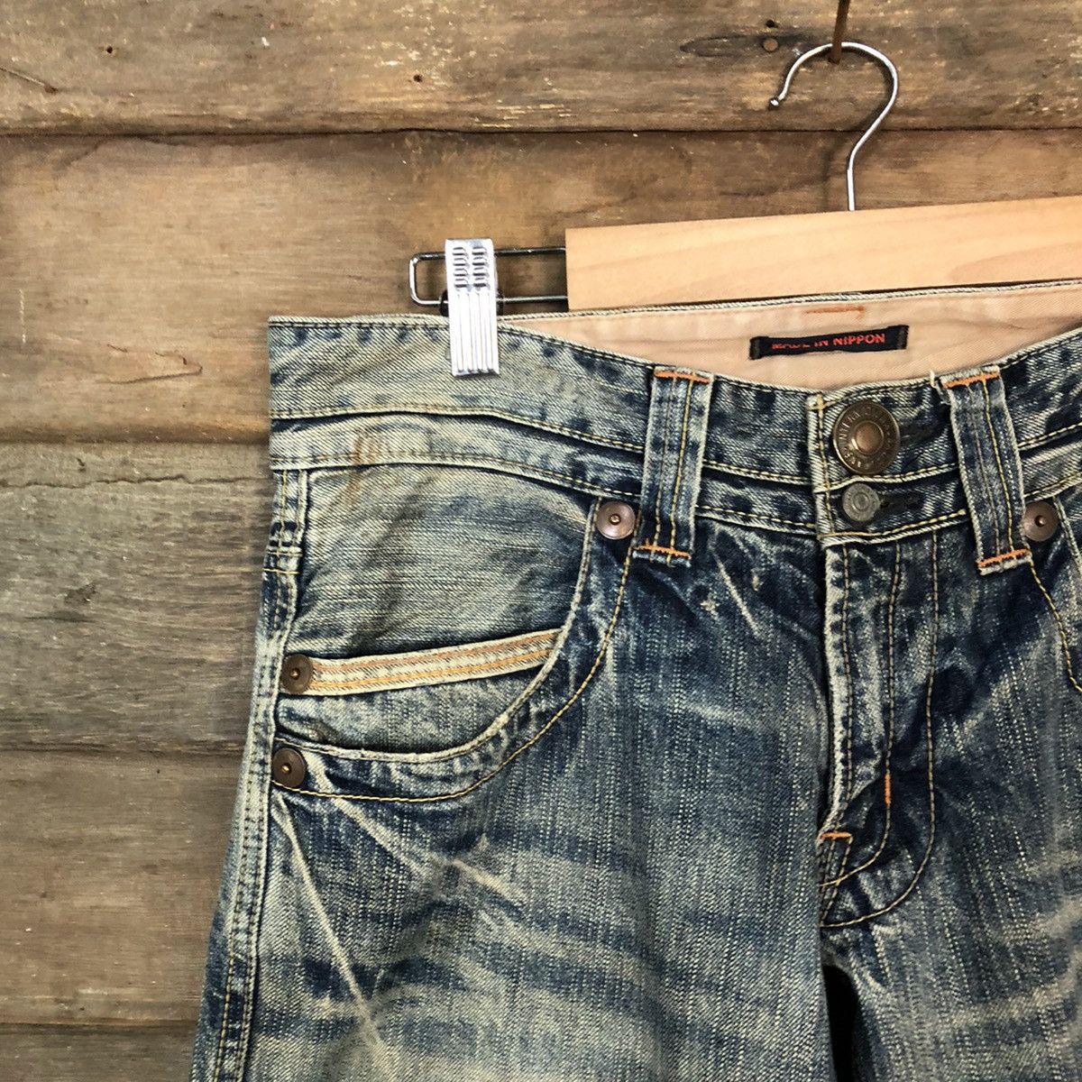 Faded Glory Made In Nippon Blue Distressed Denim Pants #5733 Size US 29 - 4 Thumbnail