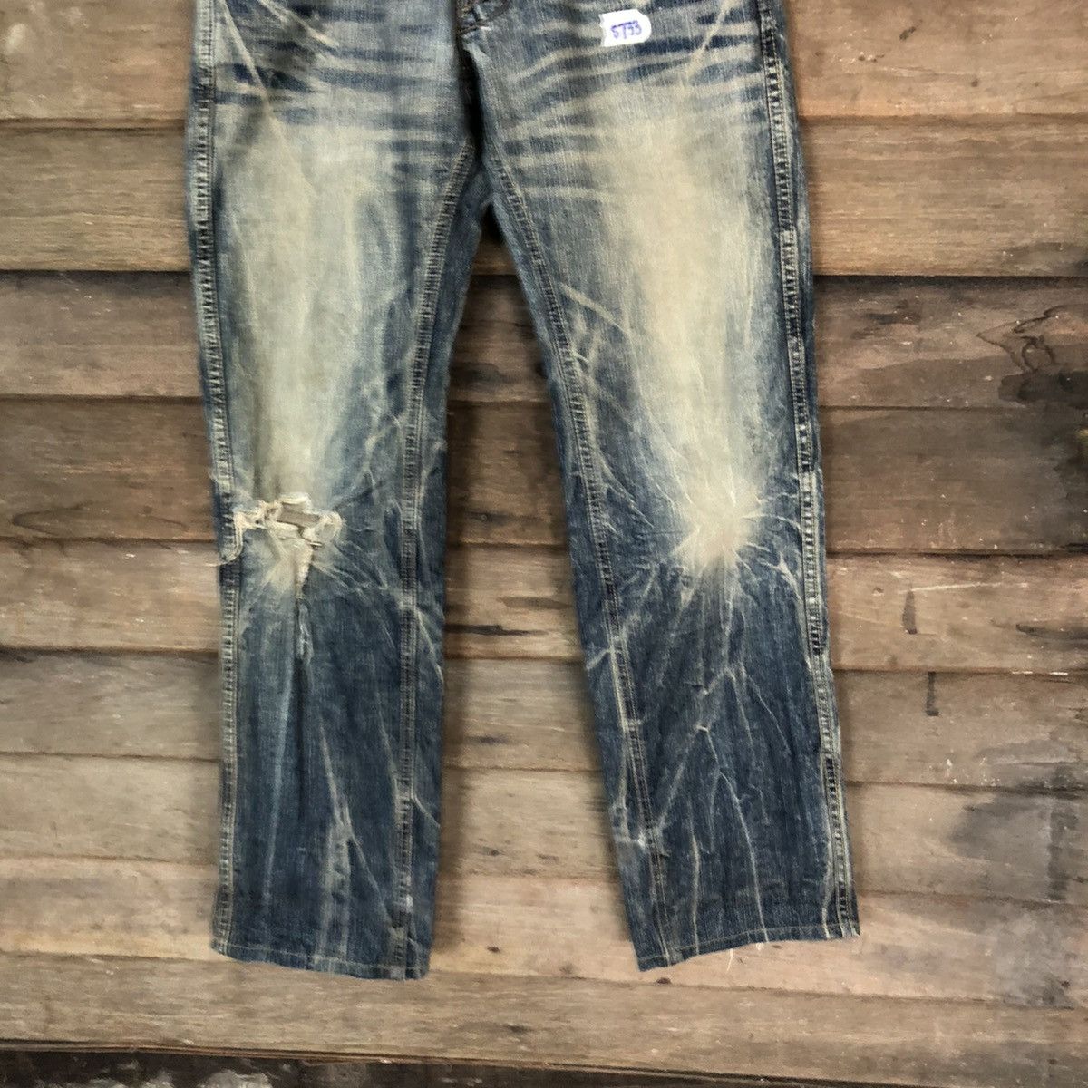 Faded Glory Made In Nippon Blue Distressed Denim Pants #5733 Size US 29 - 3 Thumbnail