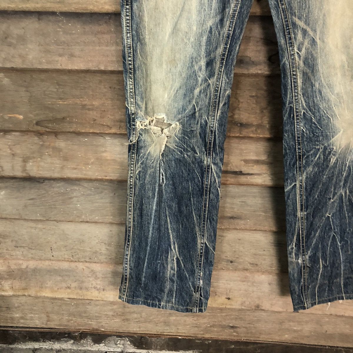 Faded Glory Made In Nippon Blue Distressed Denim Pants #5733 Size US 29 - 6 Thumbnail