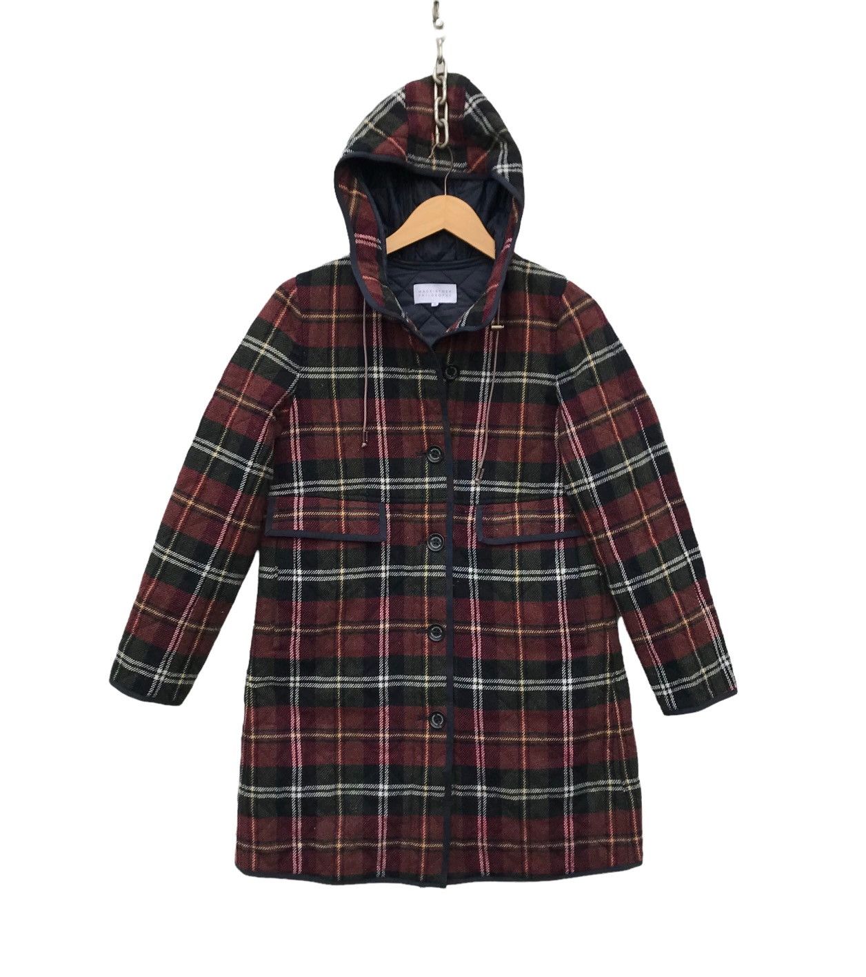 Mackintosh Mackintosh Women Red Tartan Hoodie Long Jacket Size S / US 4 / IT 40 - 1 Thumbnail