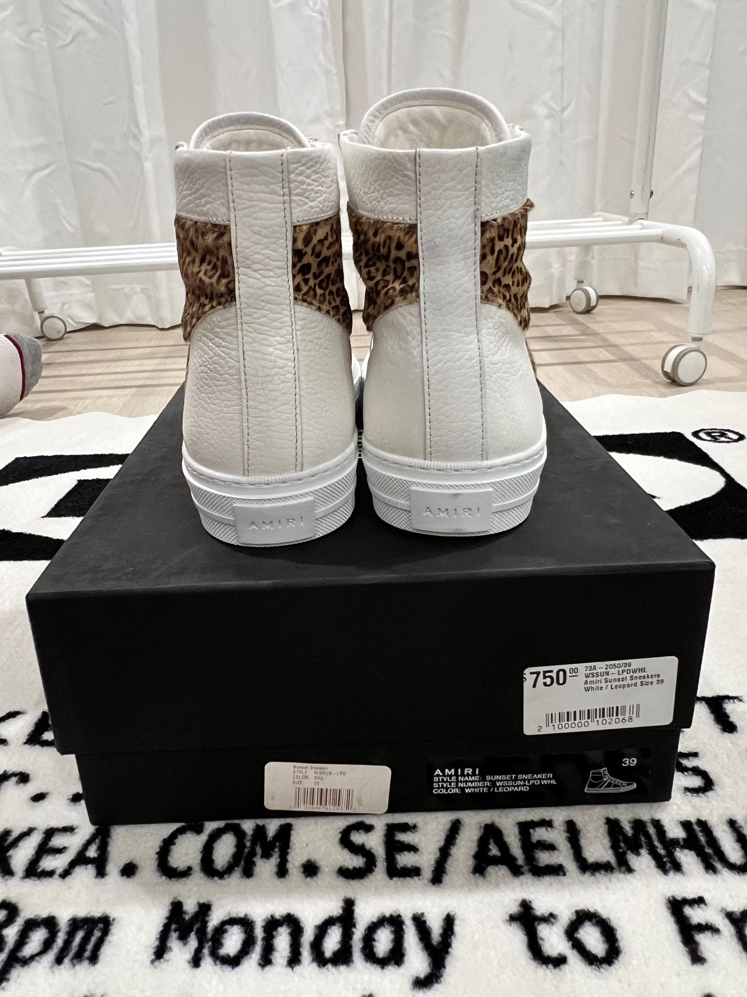 Amiri Sunset Hi-top White Leather Leopard Sneakers