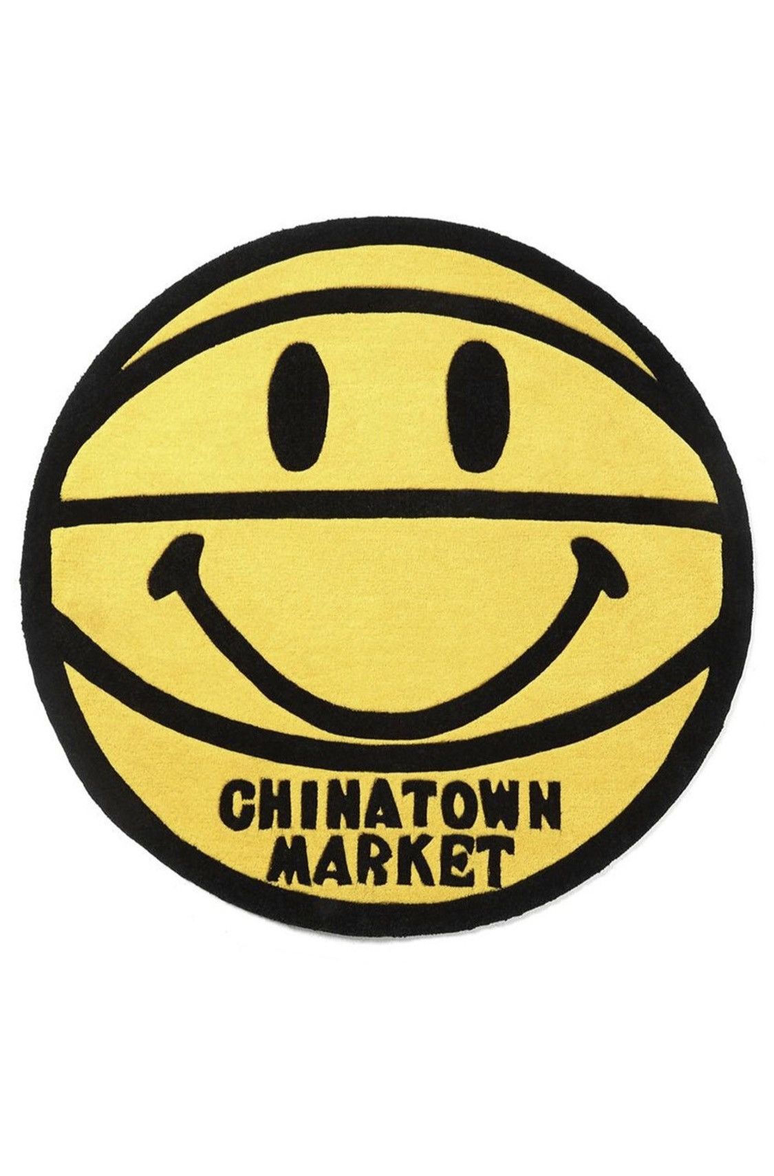 image of Chinatown Market Smiley Basketball Rug 4Ft in Yellow, Men's