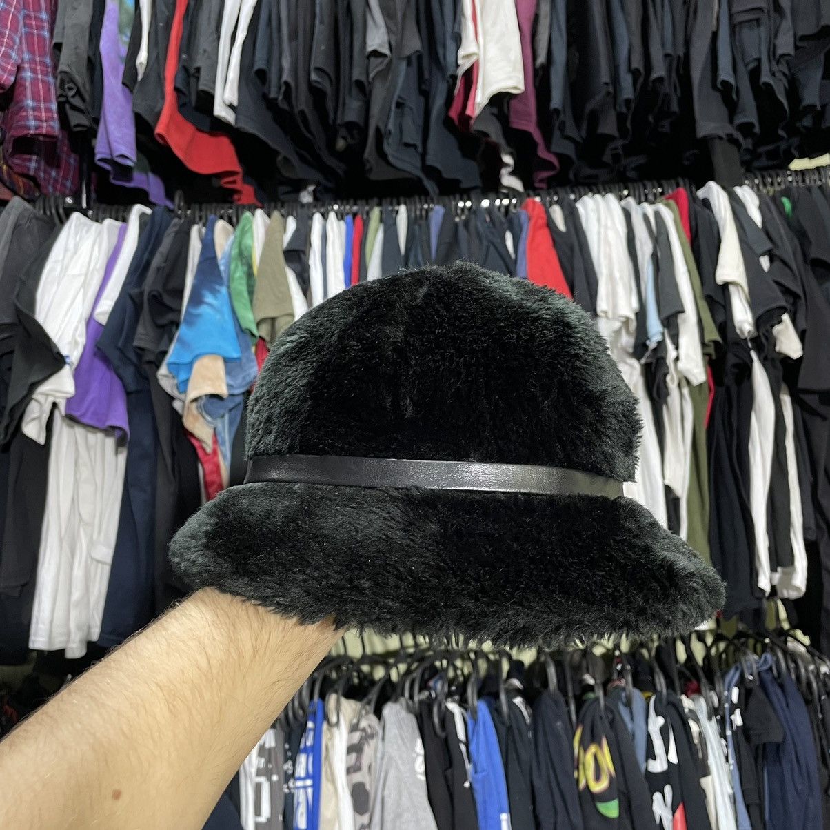 Vintage Vintage 90s Mohair Fuzzy Beanie Black Grunge Alt Skate OS Size ONE SIZE - 1 Thumbnail