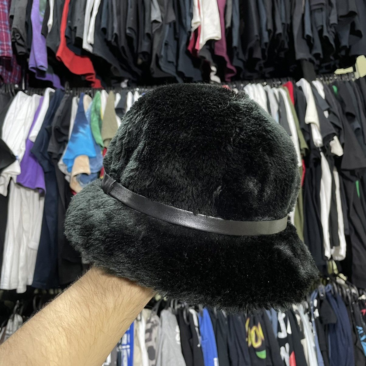 Vintage Vintage 90s Mohair Fuzzy Beanie Black Grunge Alt Skate OS Size ONE SIZE - 2 Thumbnail