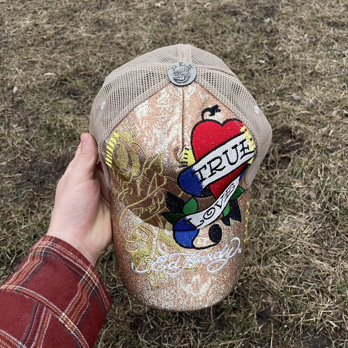 Vintage Vintage Y2K Ed Hardy Graphic Hat Cap Streetwear Sun Faded OS Size ONE SIZE - 3 Thumbnail