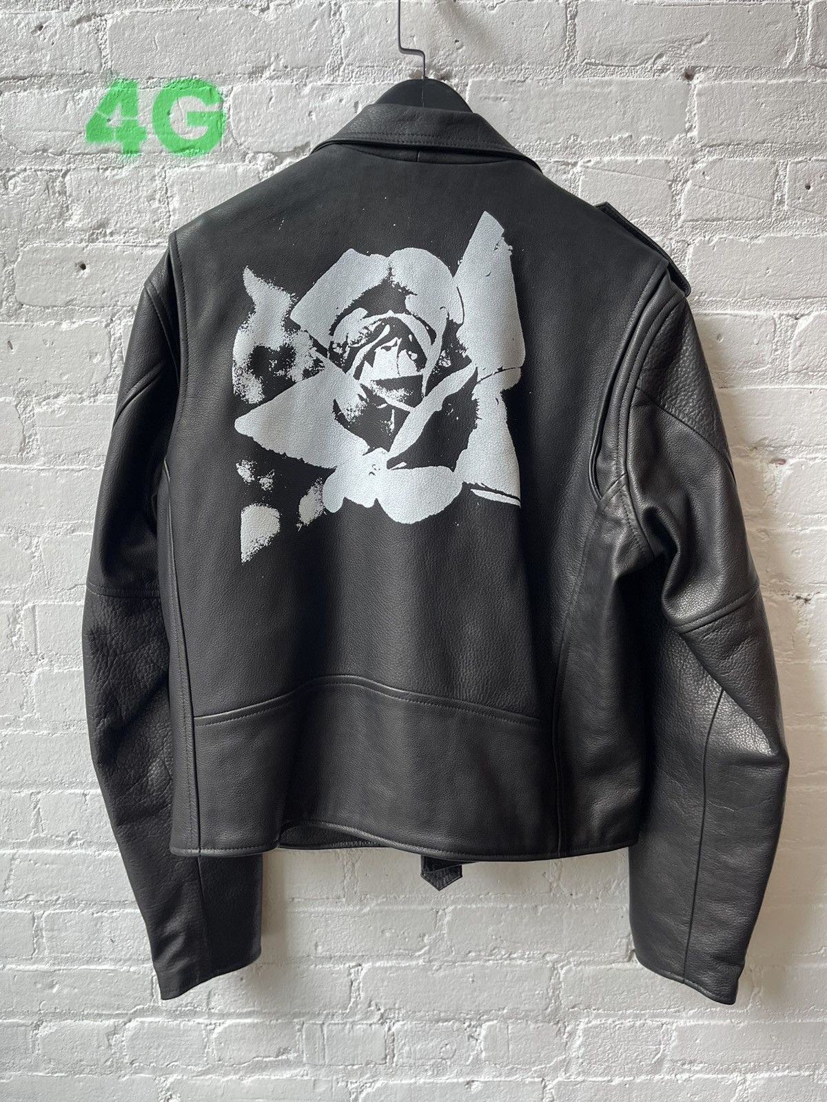 Enfants Riches Deprimes ERD NEW BLACK LEATHER ROSE MOTO JACKET Size US XL / EU 56 / 4 - 5 Thumbnail