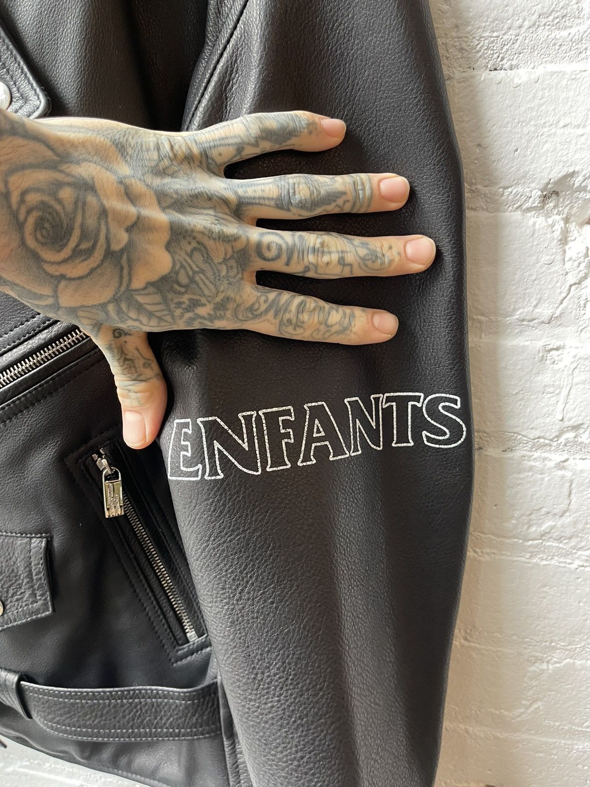 Enfants Riches Deprimes ERD NEW BLACK LEATHER ROSE MOTO JACKET Size US XL / EU 56 / 4 - 2 Thumbnail