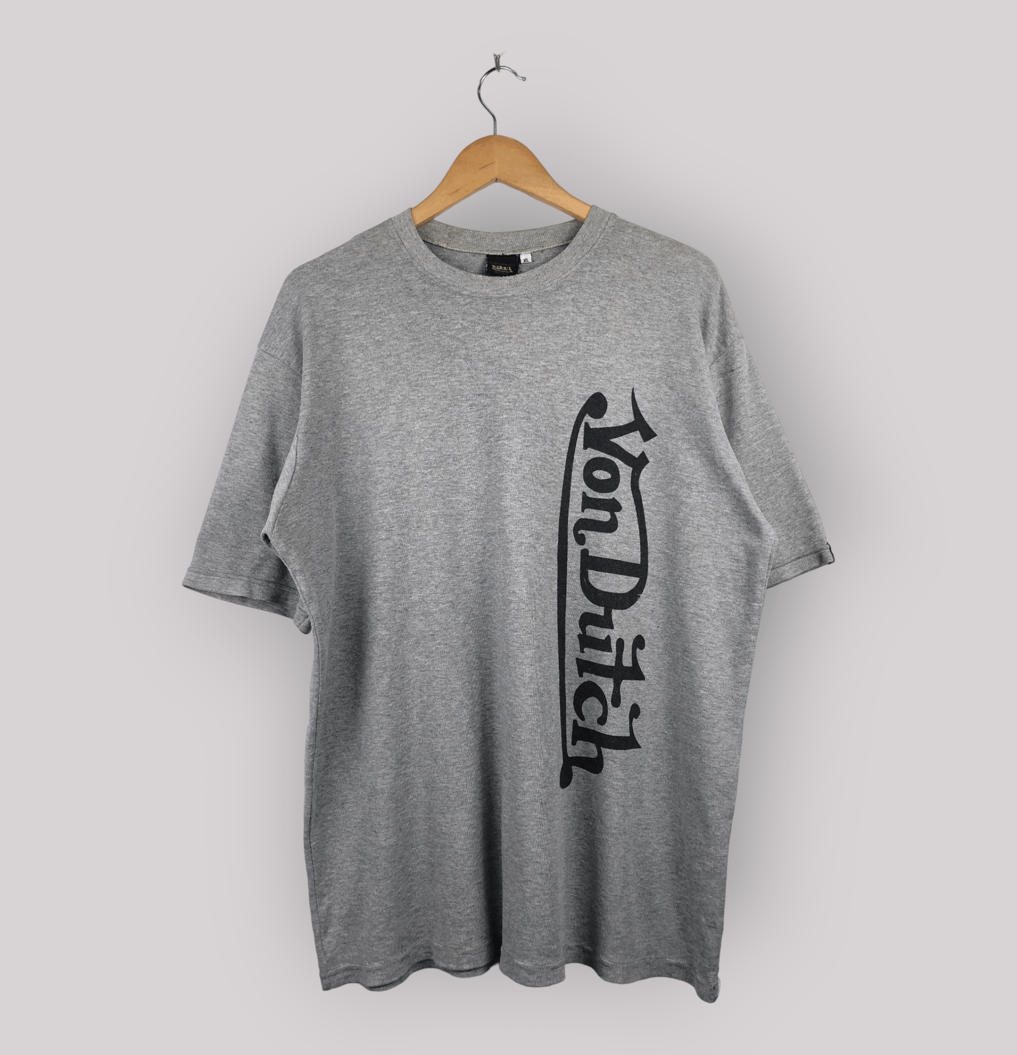 image of Vintage Von Dutch Big Logo T Shirt in Grey, Men's (Size XL)