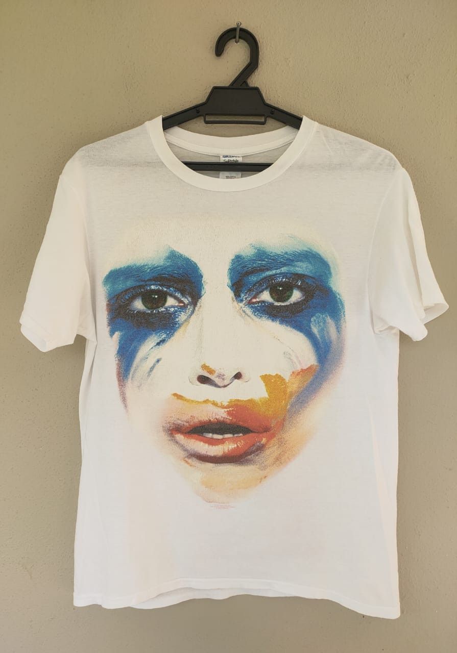 image of Rap Tees x Star Of Hollywood Lady Gaga Tour T in White, Men's (Size Small)
