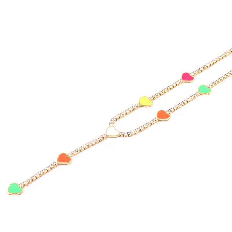 Jewelry Colourful Heart Enamel Necklace Size ONE SIZE - 3 Thumbnail