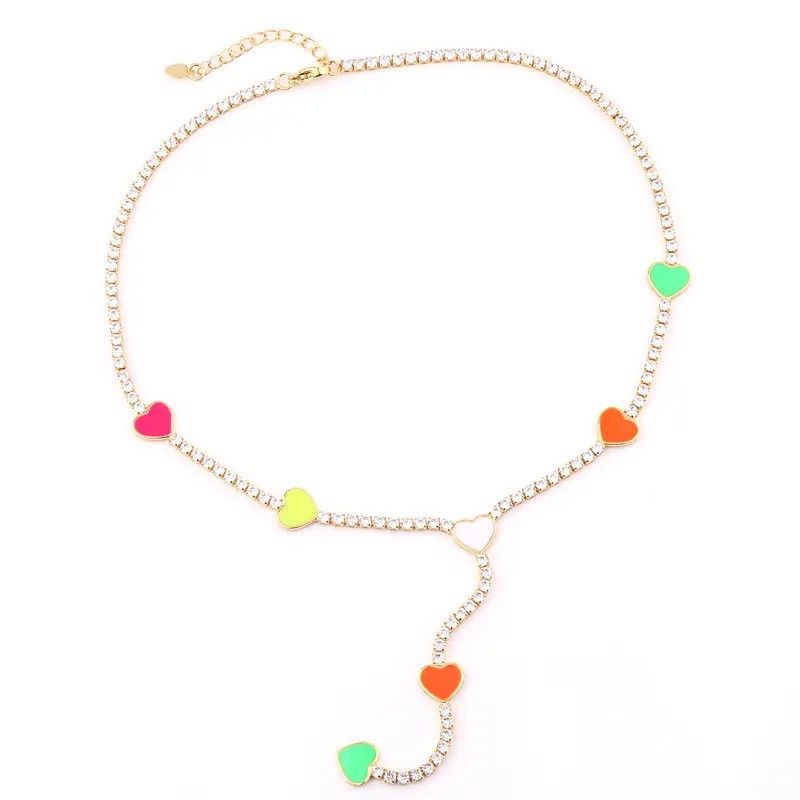 Jewelry Colourful Heart Enamel Necklace Size ONE SIZE - 2 Thumbnail