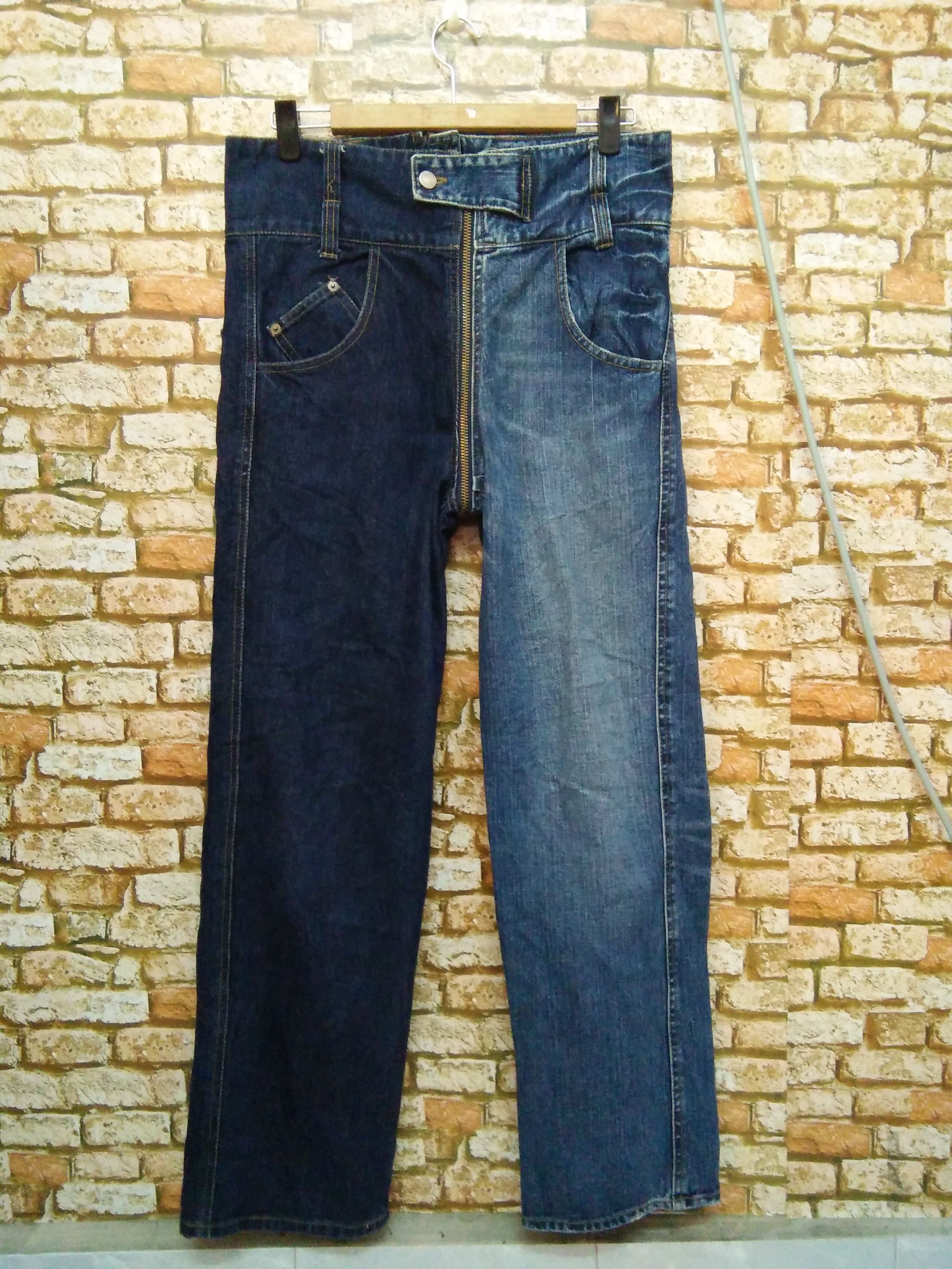 Japanese Brand DOUBLENAME JAPAN DENIM BONDAGE FULL ZIPPER PUNK (A640) Size US 33 - 1 Thumbnail