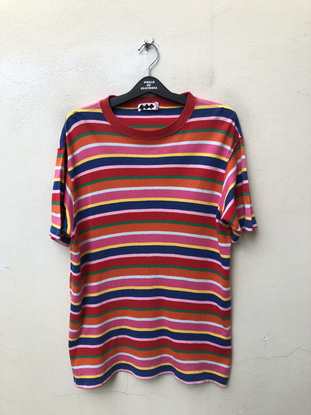 image of VTG 90's Goodenough Finesse Multi Color Border Stripe Tee, Men's (Size Large)