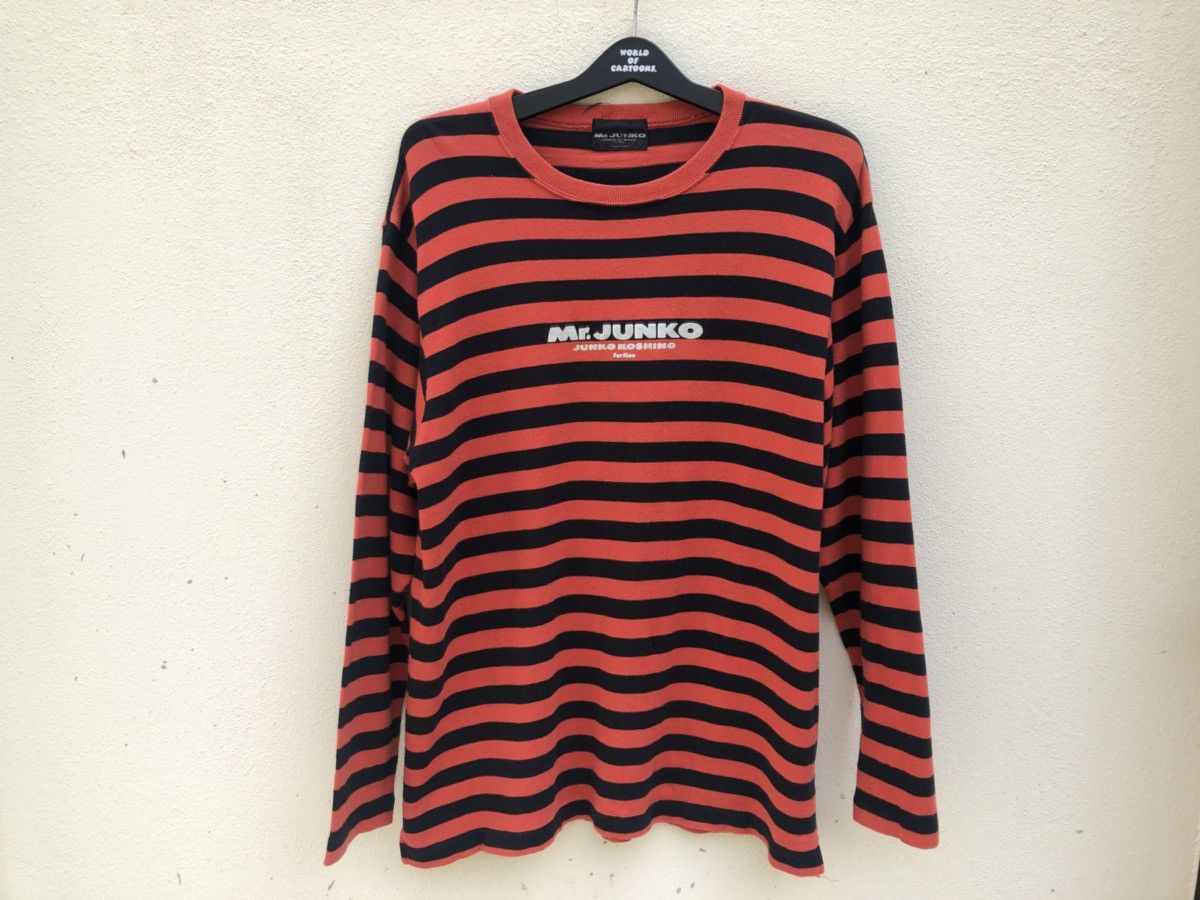 Michiko Koshino 90s Junko Koshino for Men Spell Out Border Striped LS tee Size US L / EU 52-54 / 3 - 1 Thumbnail