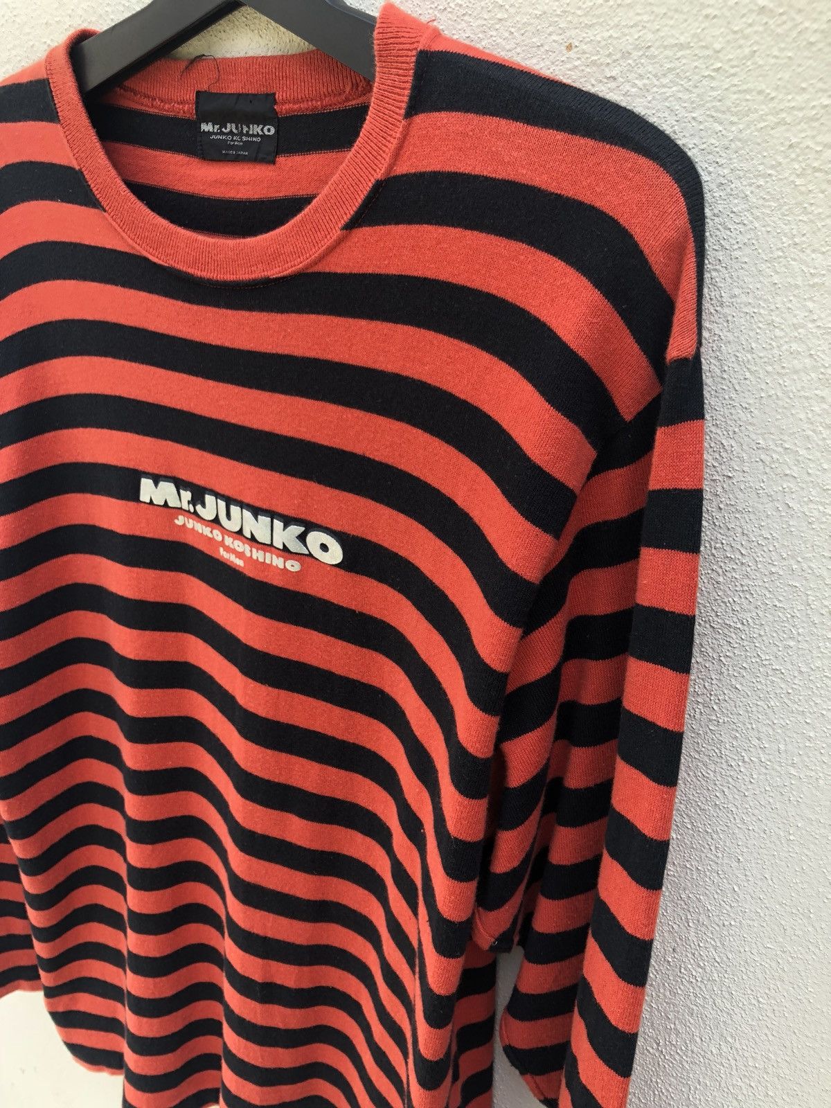 Michiko Koshino 90s Junko Koshino for Men Spell Out Border Striped LS tee Size US L / EU 52-54 / 3 - 4 Thumbnail