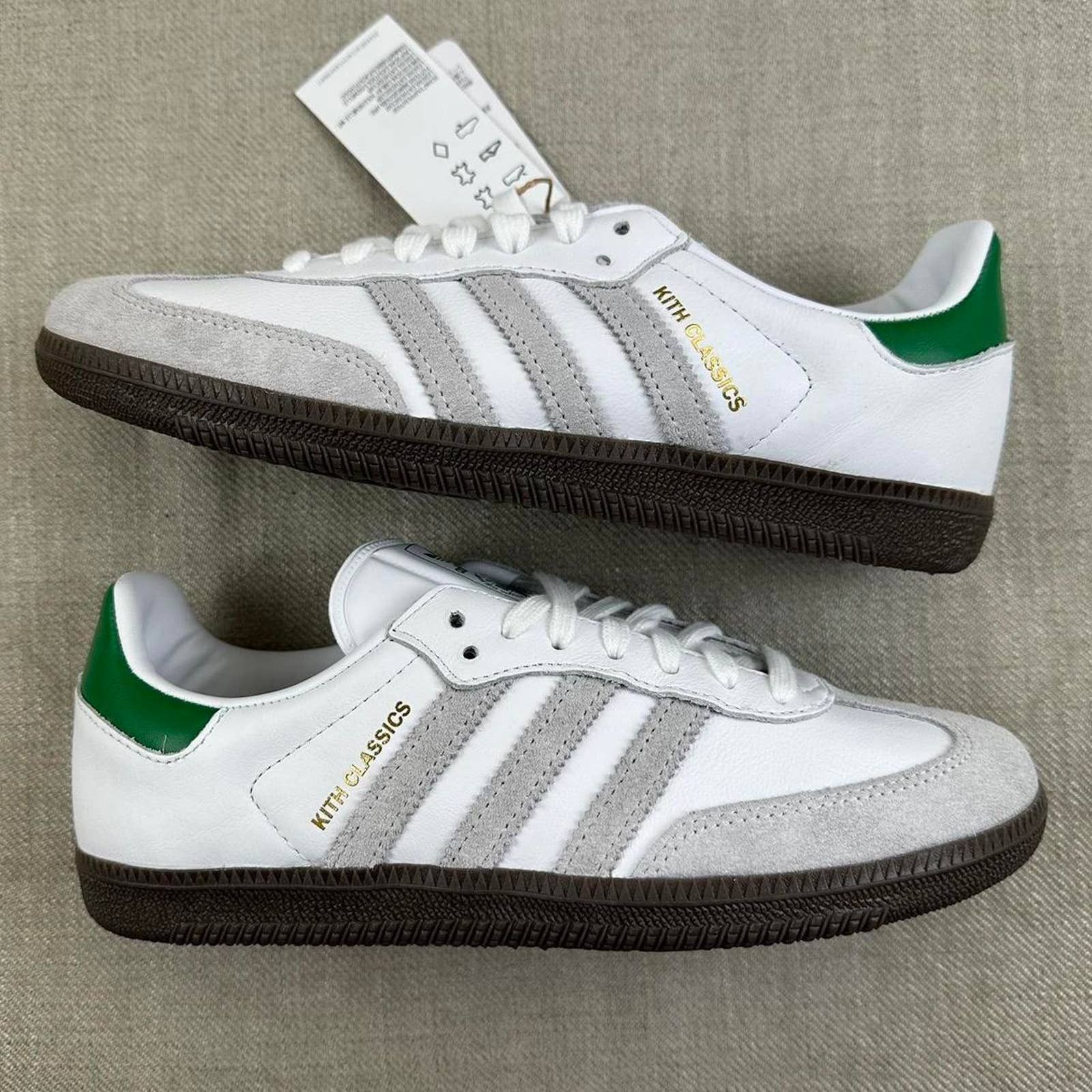 adidas gazelle silver green womens Adidas x Kith Men's Samba Golf White / Dash Grey / Off White Low Top  Sneakers