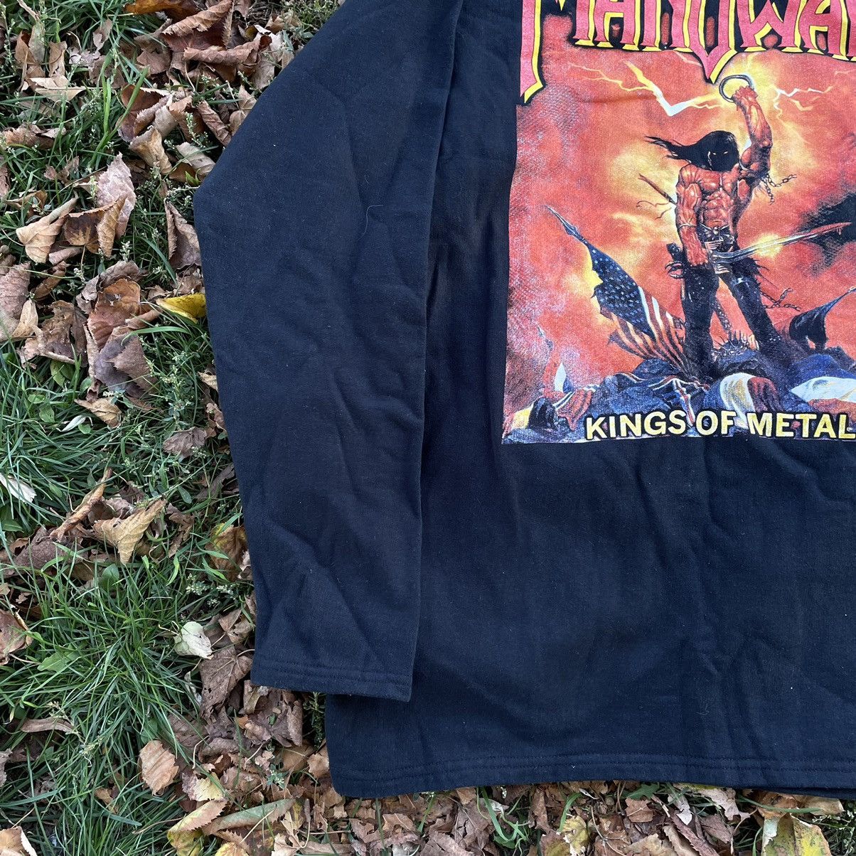 Vintage Vintage 90s Manowar Band Tee Graphic Hoodie Black Boxy XL Size US XL / EU 56 / 4 - 2 Thumbnail