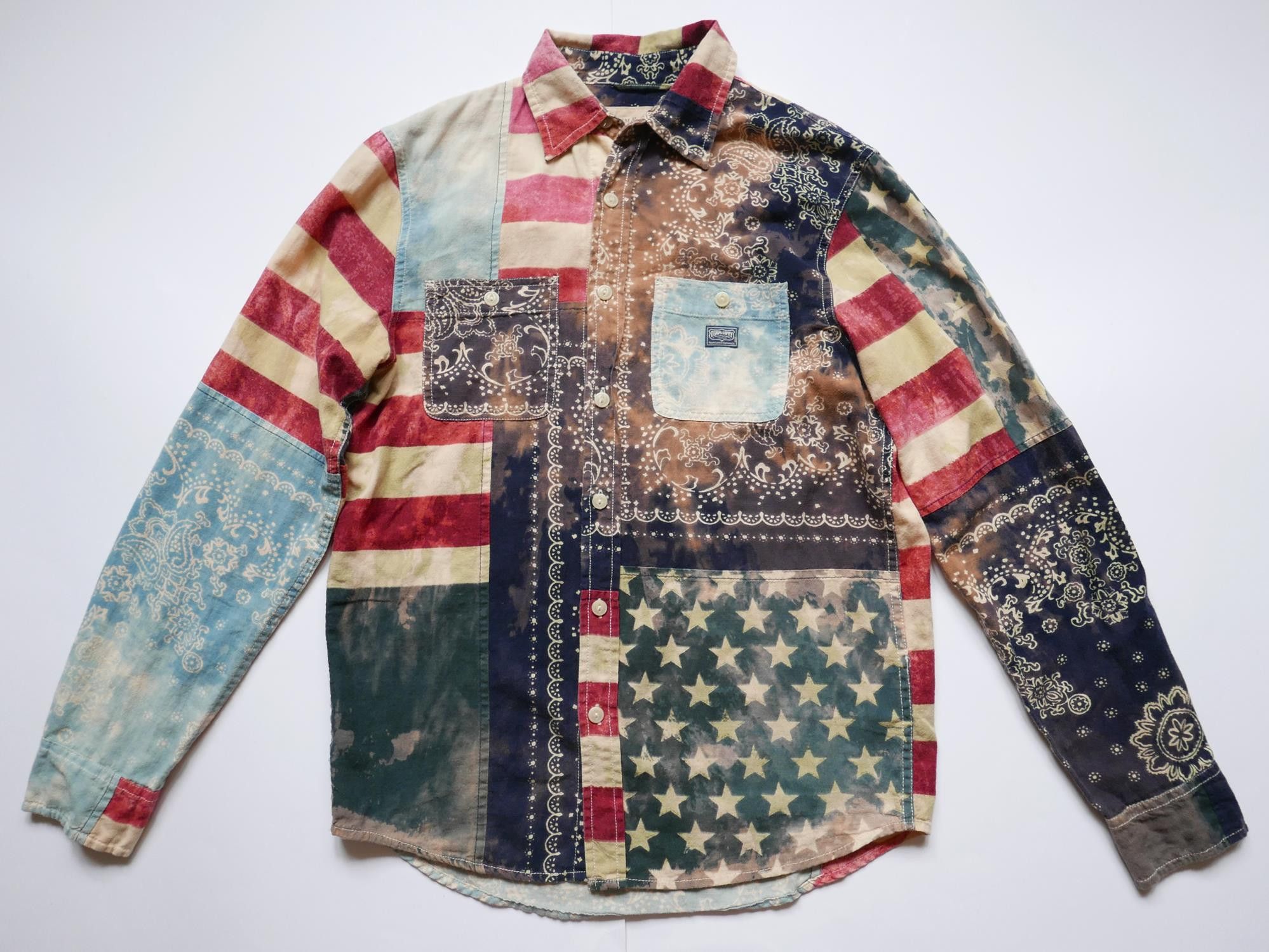 Polo Ralph Lauren Denim & Supply Shirt USA Flag Patchwork S