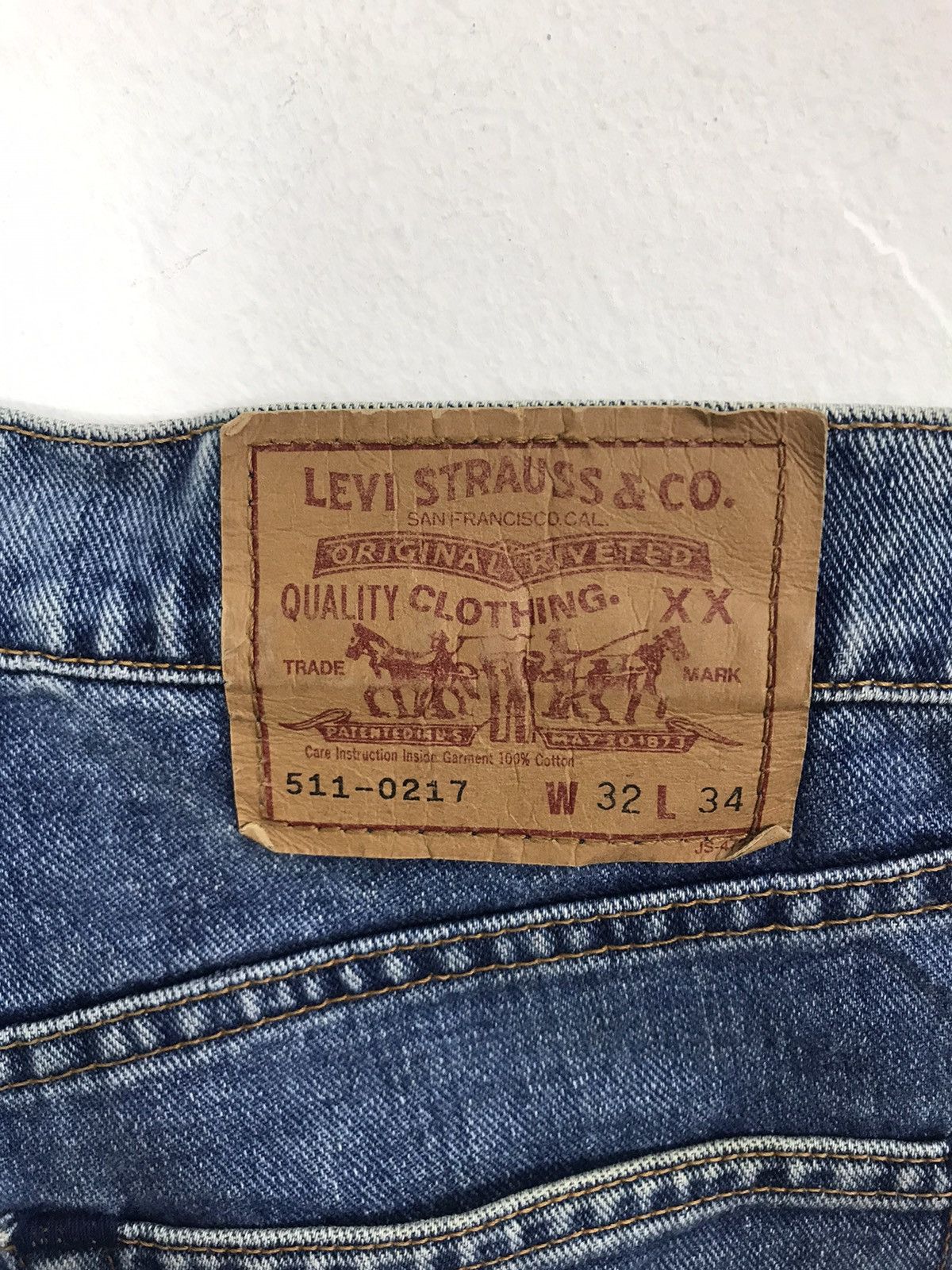 Levi's Made & Crafted × Levi's Vintage Clothing 90s Levi’s & Strauss Lot 511 Distressed Denim Indigo Design Size US 30 / EU 46 - 4 Thumbnail